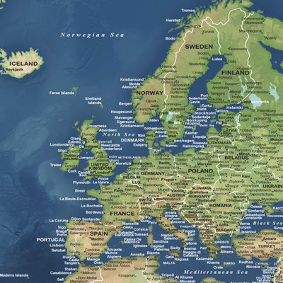 a map of europe with all the major cities