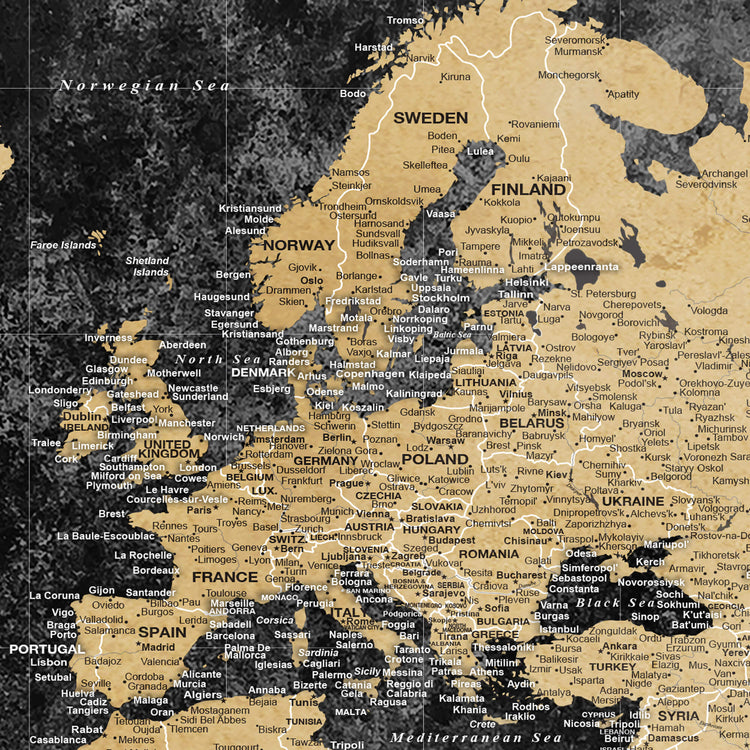 a map of europe with all the major cities