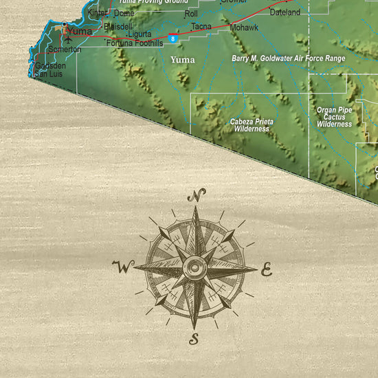 Arizona Push Pin Terrain Map - 36" x 36"