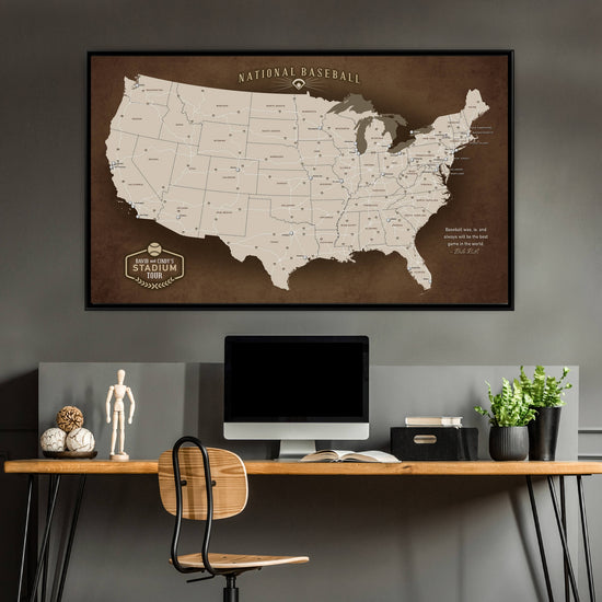 Executive Baseball Stadium Tour Push Pin Map