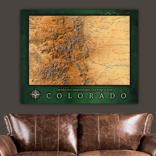 Colorado Push Pin Terrain Map