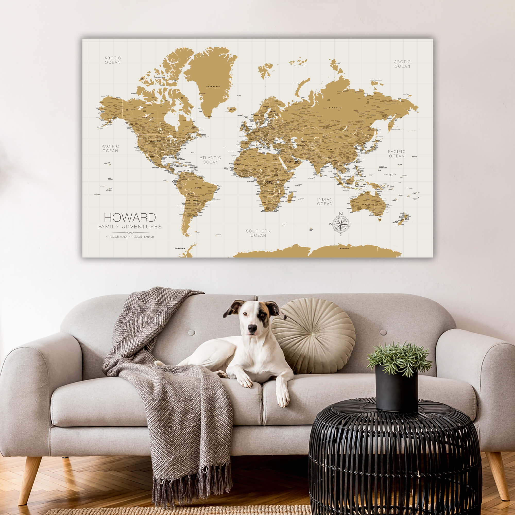 Gold World Map | Holy Cow Canvas