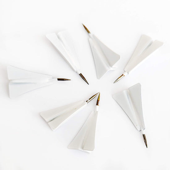 White Metal Paper Airplane Push Pins