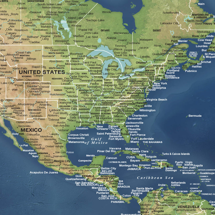 a map of the united states with major cities