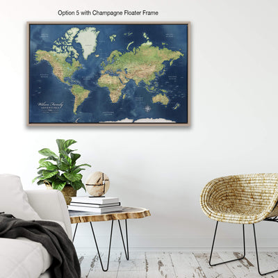 a map of the world hanging on a wall