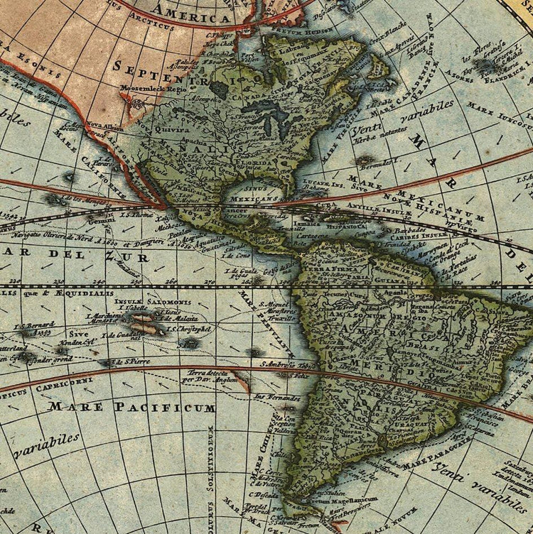 Vintage World Map Wall Art - Circa 1700 - Canvas Wall Art - HolyCowCanvas