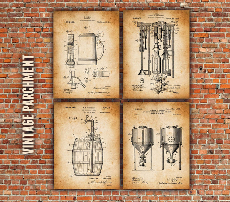Beer Stein Patent Print Art on Canvas - Canvas Wall Art - HolyCowCanvas