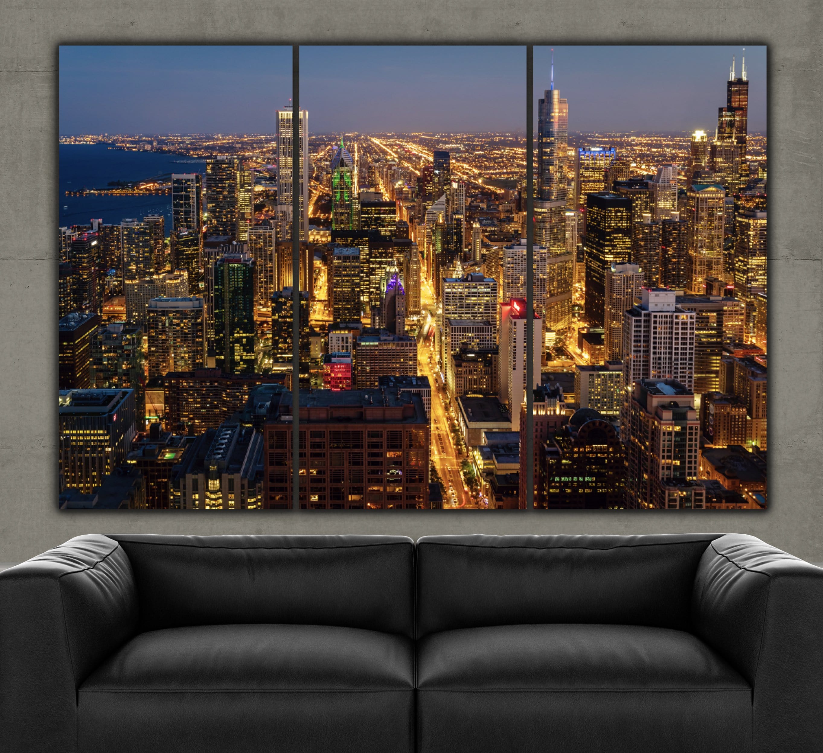 Melanie Kent「Chicago Avenue」額装 版画 #234 Chicago Skyline - Magnificent Mile | Holy Cow Canvas