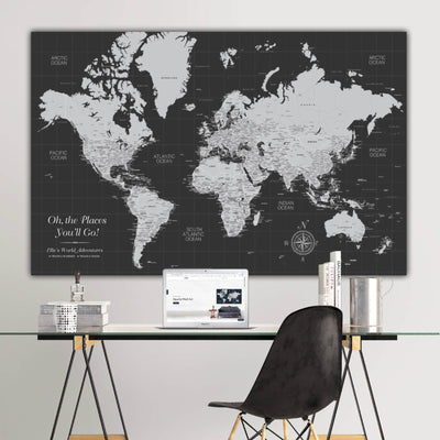 Graduation Push Pin World Map - 1 Panel - Canvas Wall Art - HolyCowCanvas