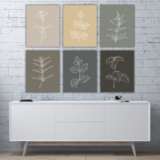 Botanical Herb Silhouettes in Warm Farmhouse Colors