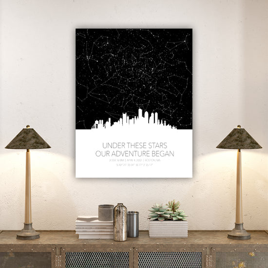Personalized Skyline Star Map Canvas Wall Art