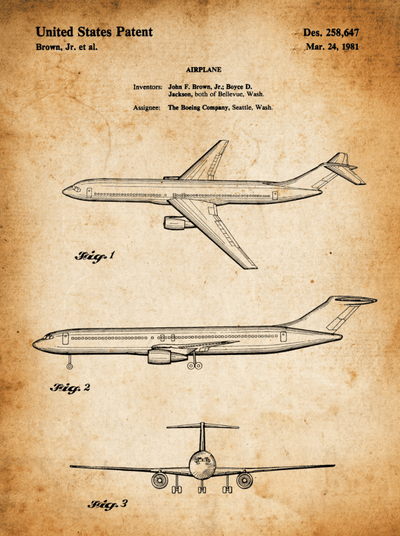 Airplane Patent Print Art on Canvas - Canvas Wall Art - HolyCowCanvas