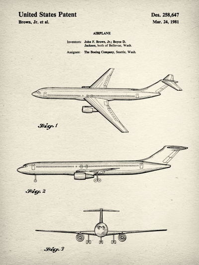 Airplane Patent Print Art on Canvas - Canvas Wall Art - HolyCowCanvas