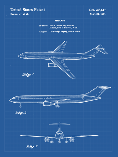 Airplane Patent Print Art on Canvas - Canvas Wall Art - HolyCowCanvas