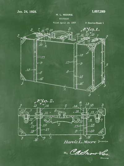 Suitcase Patent Print Art on Canvas - Canvas Wall Art - HolyCowCanvas