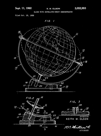 Globe Patent Print Art on Canvas - Canvas Wall Art - HolyCowCanvas