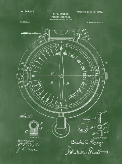 Compass Patent Print Art on Canvas - Canvas Wall Art - HolyCowCanvas
