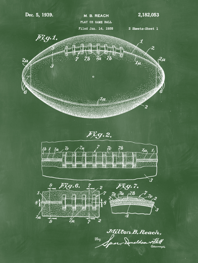 Football Patent Print Art on Canvas - Canvas Wall Art - HolyCowCanvas