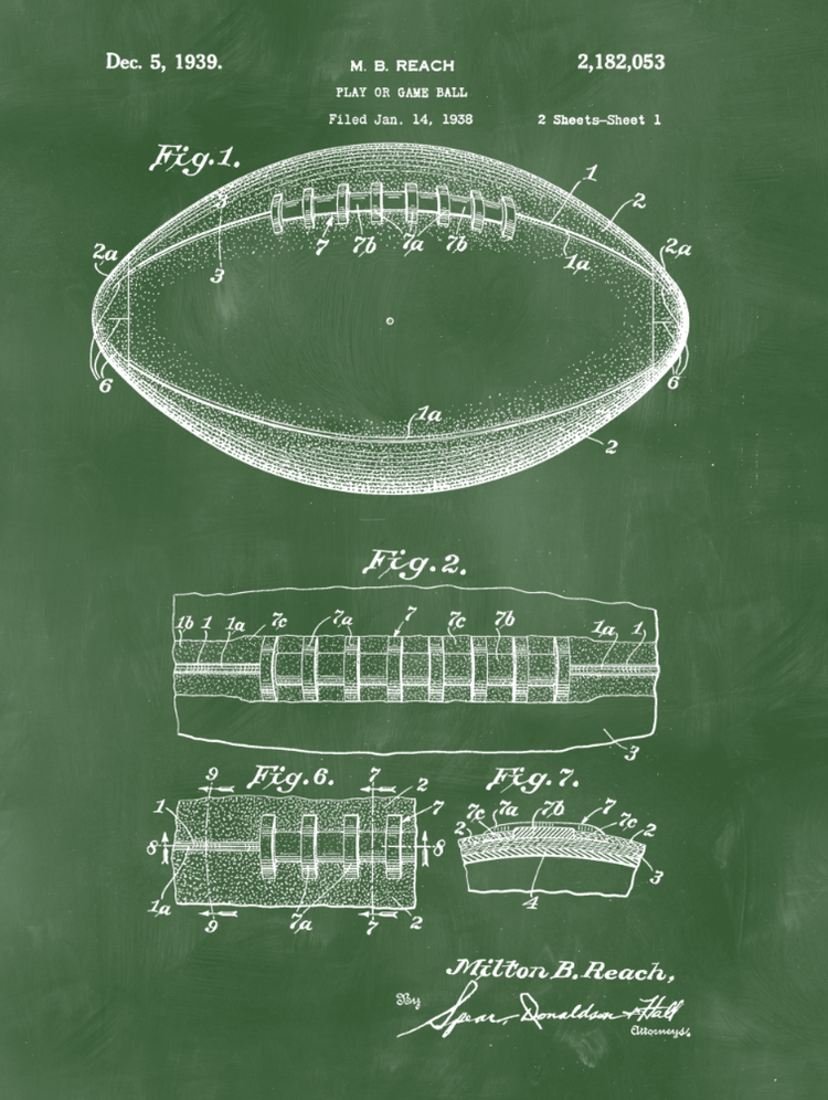 Football Patent Print Art on Canvas - Canvas Wall Art - HolyCowCanvas
