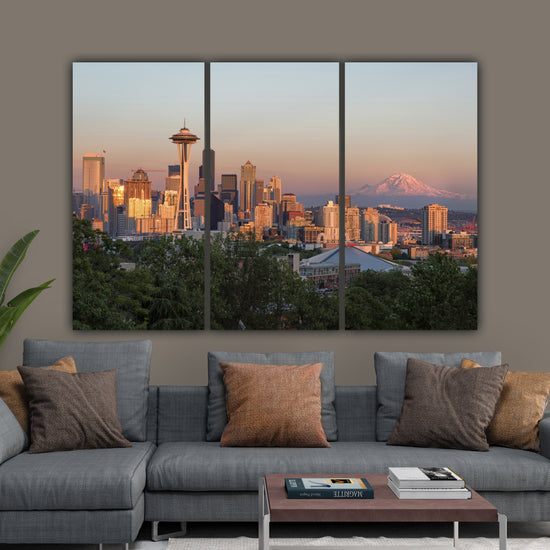 Seattle Skyline Mt. Ranier on Canvas