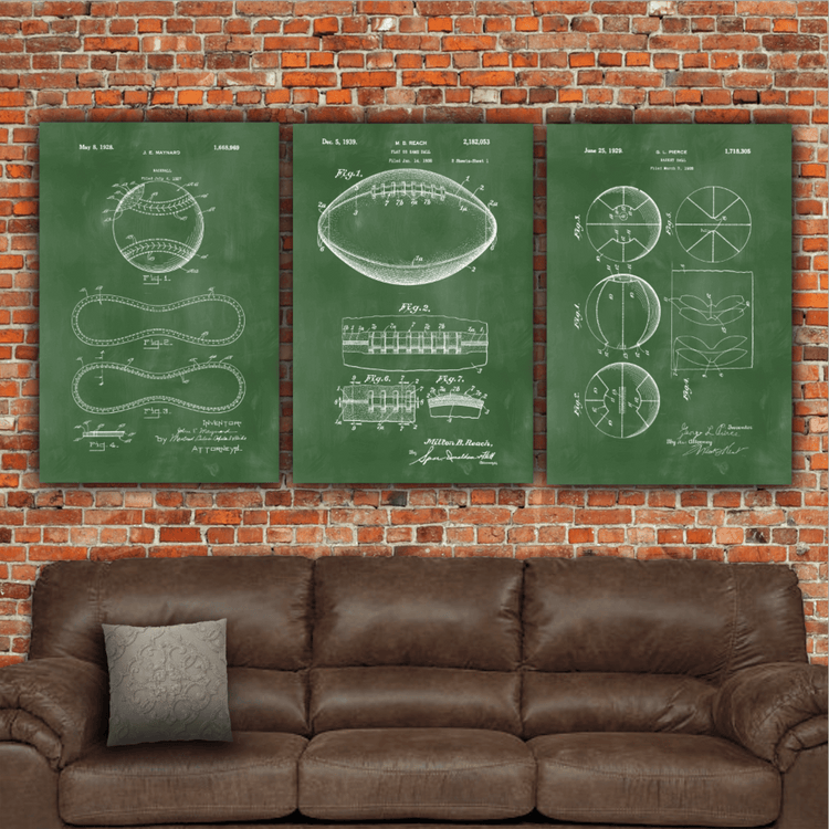Baseball Patent Print Art on Canvas - Canvas Wall Art - HolyCowCanvas
