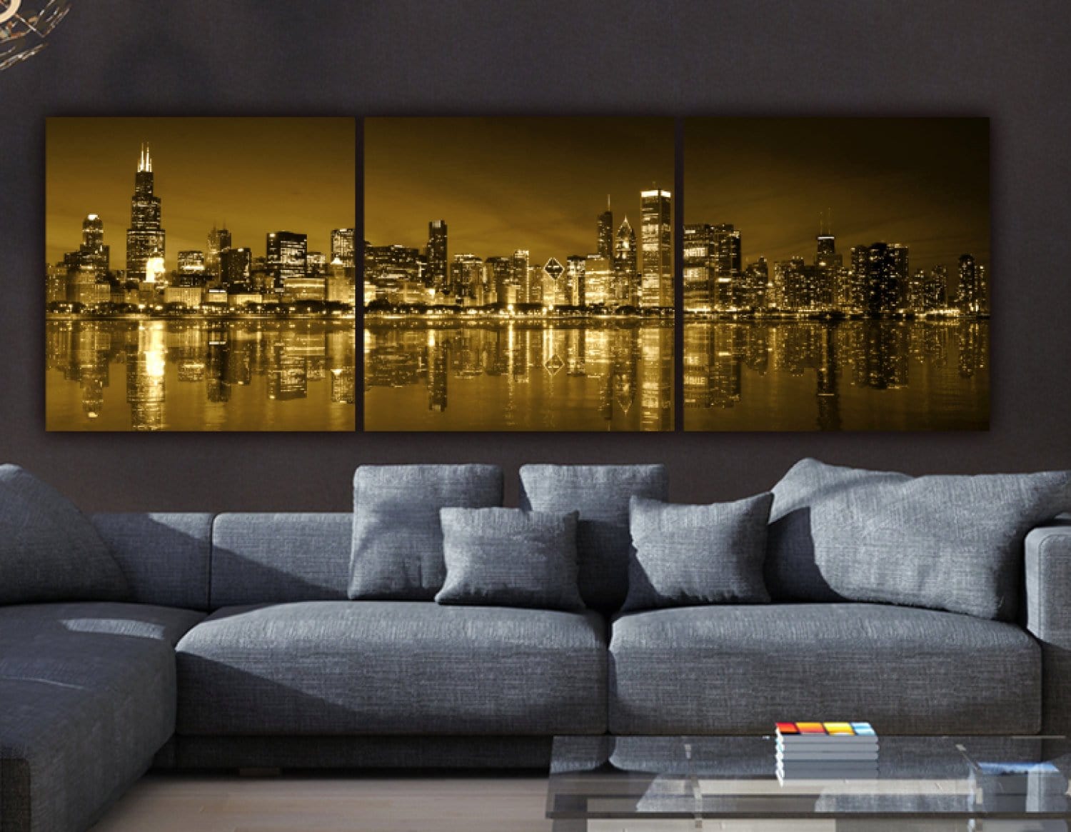 Chicago Skyline Gold Coast Canvas Set