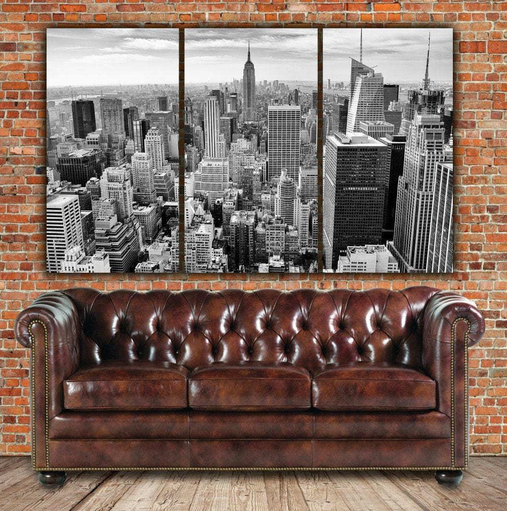 Tableau New York Skyline Triptyque – Toile Tendue, Impression D'art, Plusieurs Tailles
