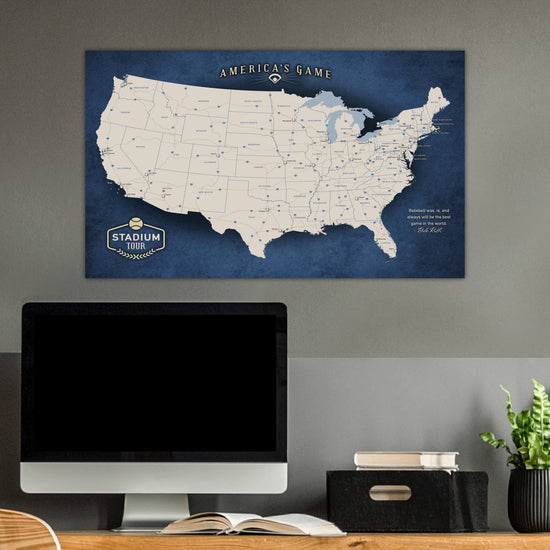 Quick Ship - Executive Baseball Stadium Tour Push Pin Map