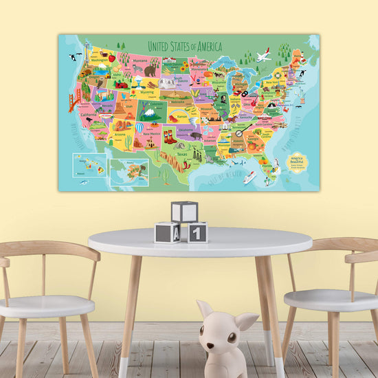 Quick Ship - Kids Colorful USA Push Pin Map