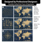 Quick Ship - Gold & Navy Textured World Push Pin Map