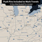 Quick Ship - Executive Baseball Stadium Tour Push Pin Map