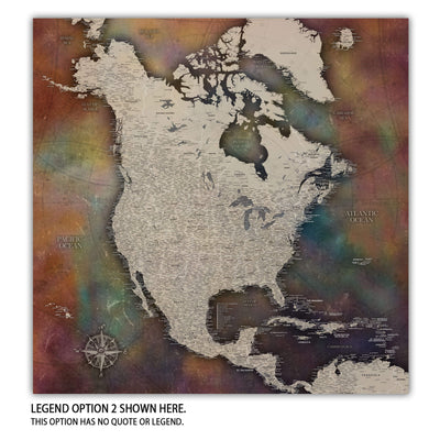 The image is a detailed map of North America, showing the major cities and geographical features of the continent.