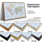 The image is a collage of different colored frames surrounding a world map, showcasing various frame colors and sizes.