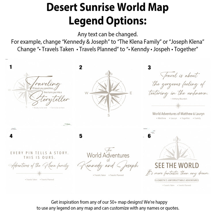Desert Sunrise World Map Legend Options: