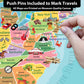 Kids Colorful USA Push Pin Map - Single Panel