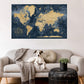 Quick Ship - Gold & Navy Textured World Push Pin Map