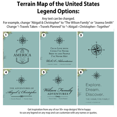 a map of the united states with a compass on it
