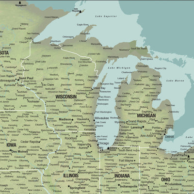 The image is a detailed map of the United States, showing the major cities and states in a clear and organized manner.