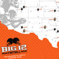 The image is a map of the United States with football locations marked, and it is titled "Big 12 Football" with the subtitle "The Rachowicz Family Stadium Tour".