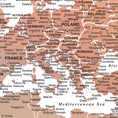The image is a map of Europe, showing various countries and regions with their names written in different languages.