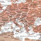 The image is a map of Europe, showing various countries and regions with their names written in different languages.