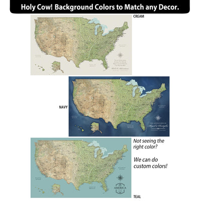 The image is a collage of three different background colors to match any decor, including cream, navy, and teal.
