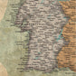 a map of Portugal with various locations and names written in different languages, such as Spanish, French, and Italian.