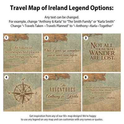 a map of ireland with the names of the towns
