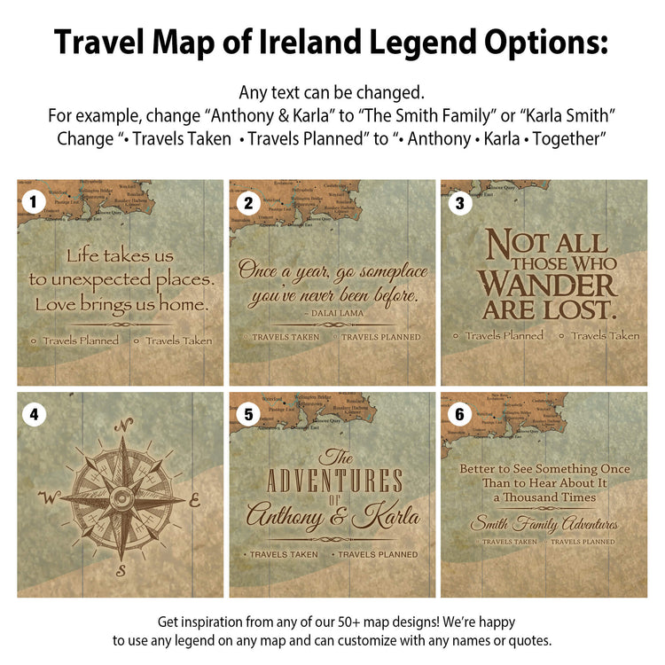 a map of ireland with the names of the towns