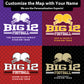 The image is a collage of four different football-themed images, each with a unique color scheme and design. The text in the images includes the words "BIG 12", "FOOTBALL", "THE RACHOWICZ FAMILY STADIUM TOUR", and "JASON ALLEN&