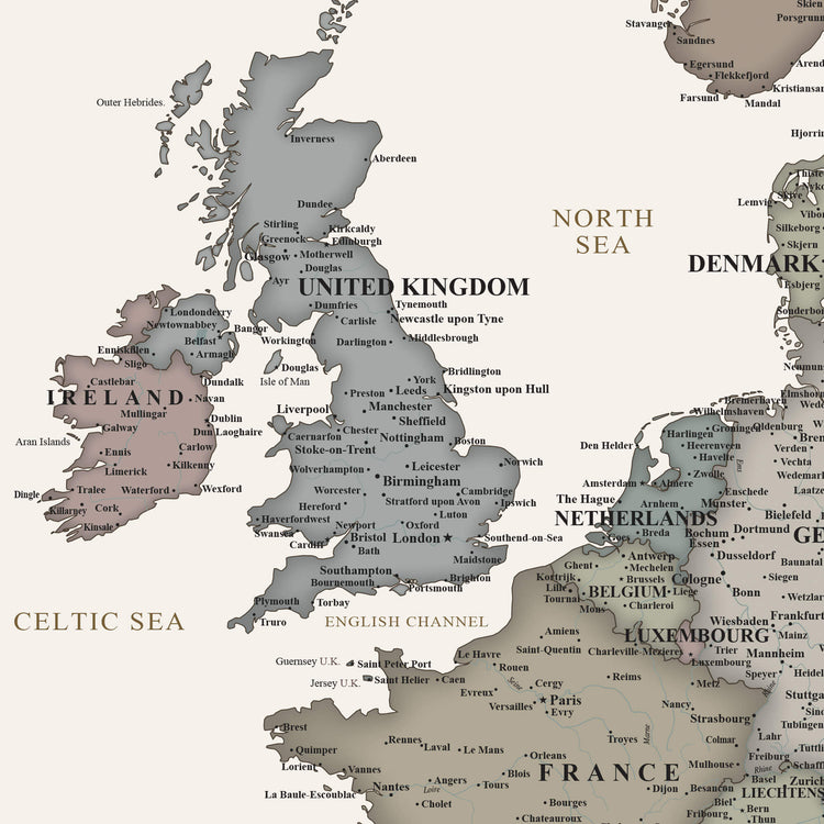 The image is a detailed map of the United Kingdom, including Ireland, the Celtic Sea, and the North Sea.
