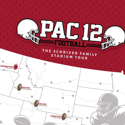 The image is a map of the United States with the logos and names of various football teams and stadiums, including Washington State, Colorado State, and Montana State.