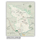 The image is a detailed map of the Arches National Park, showing various trails, landmarks, and points of interest within the park.