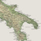The image is a map of the Italian peninsula, showing various cities, towns, and geographical features.